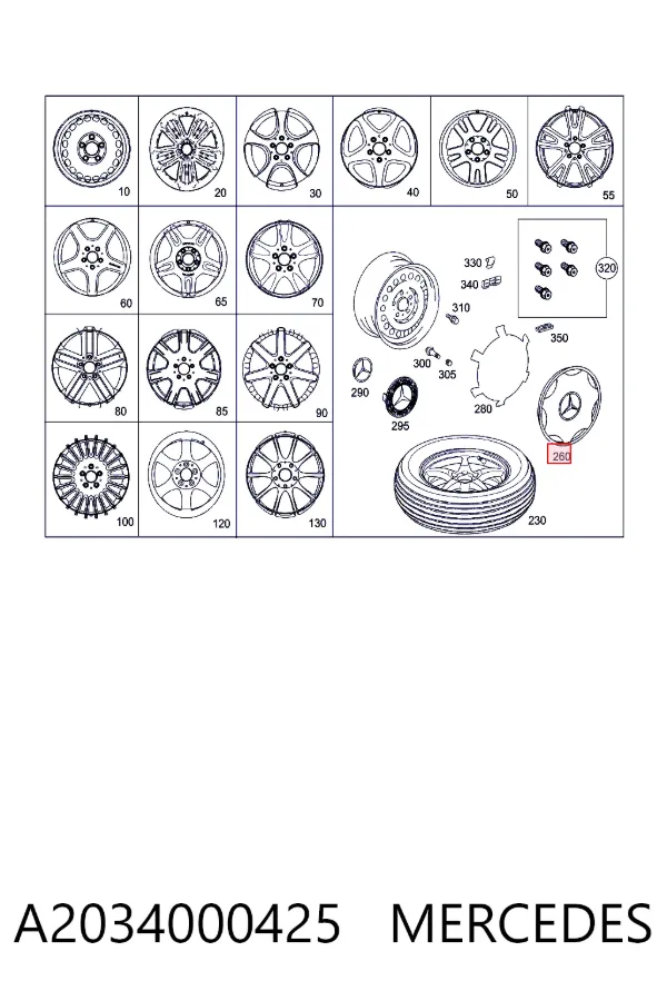 Coberta de disco de roda A2034000425 Mercedes