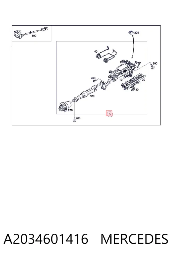 Coluna da direção A2034601416 Mercedes