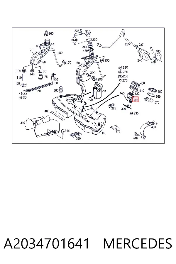 Sensor do nível de combustível no tanque A2034701641 Mercedes