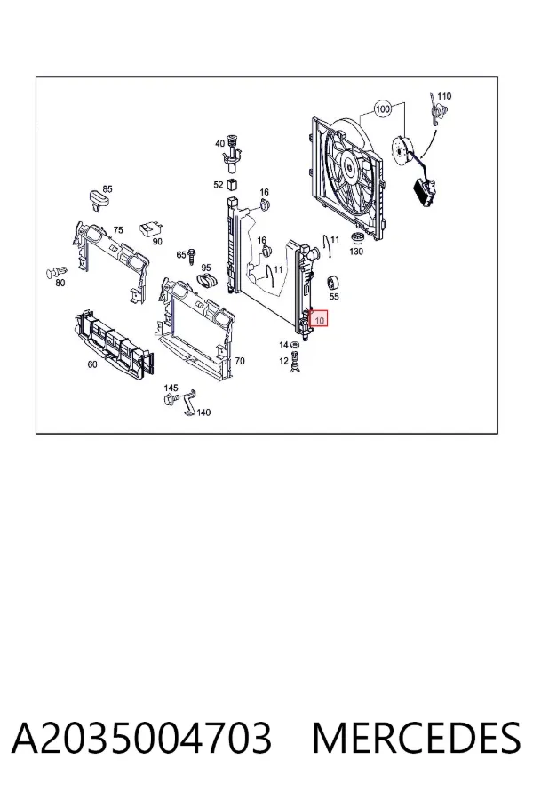 Radiador de esfriamento de motor A2035004703 Mercedes