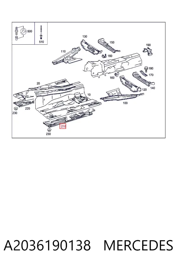 Proteção de fundo esquerda A2036190138 Mercedes