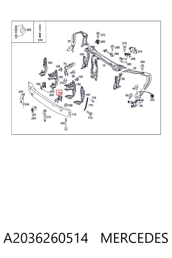 Consola (adaptador) de fixação da luz dianteira esquerda A2036260514 Mercedes