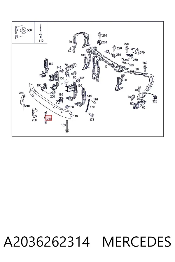 Consola (adaptador) de fixação da luz dianteira esquerda A2036262314 Mercedes