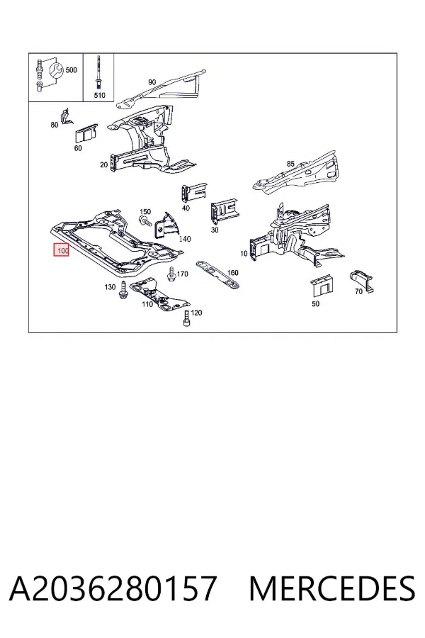 Viga de suspensão dianteira (plataforma veicular) A2036280157 Mercedes
