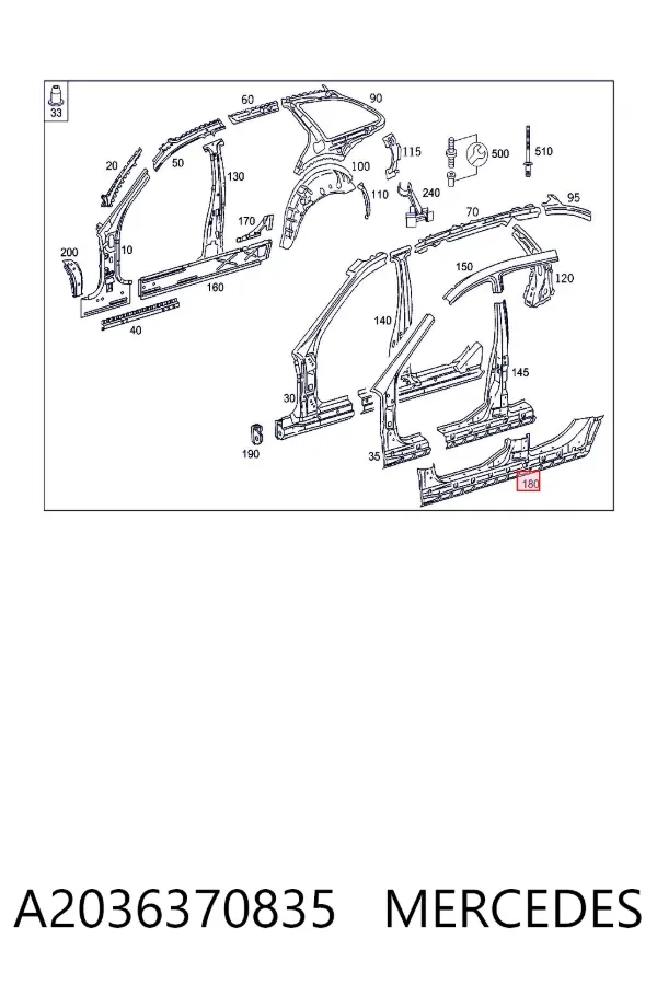 Acesso externo direito A2036370835 Mercedes