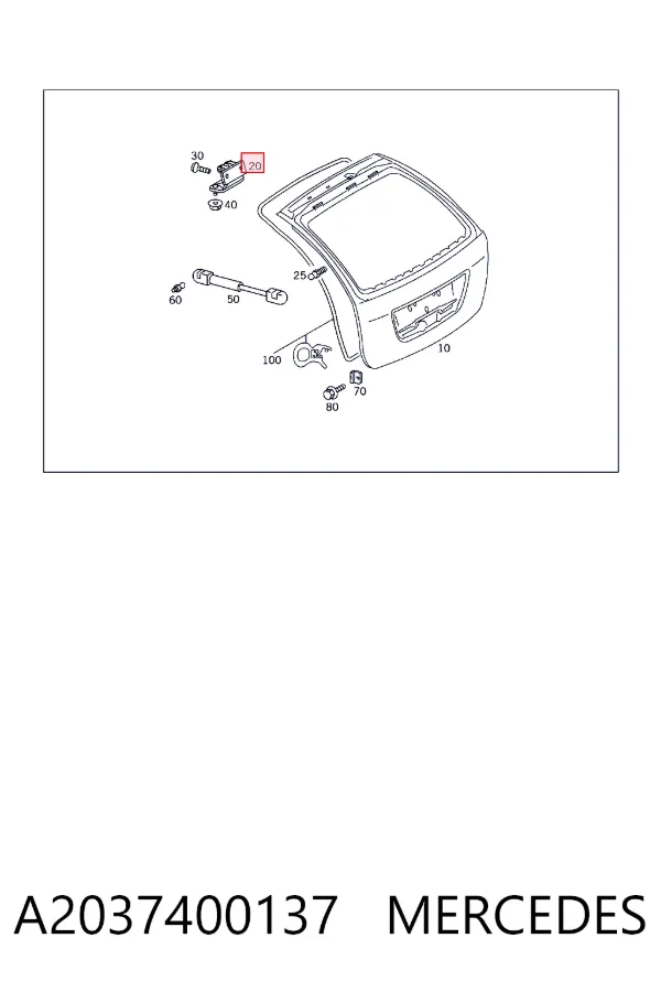 Gozno da porta traseira (de 3º/5º bagageiro) A2037400137 Mercedes