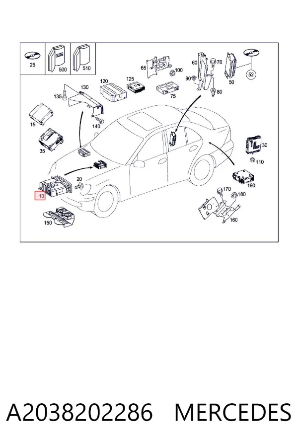 Aparelhagem de som (rádio AM/FM) A2038202286 Mercedes
