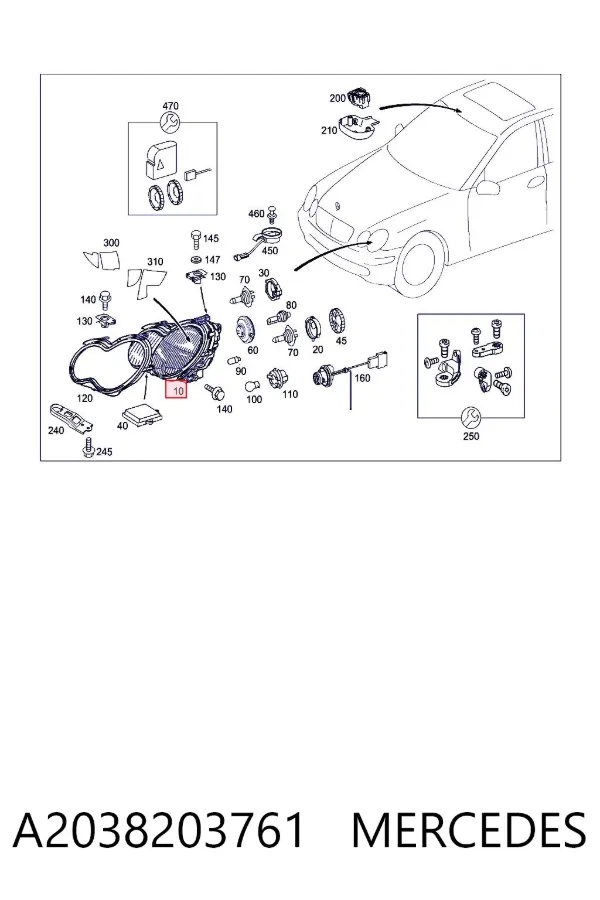 Luz esquerda A2038203761 Mercedes
