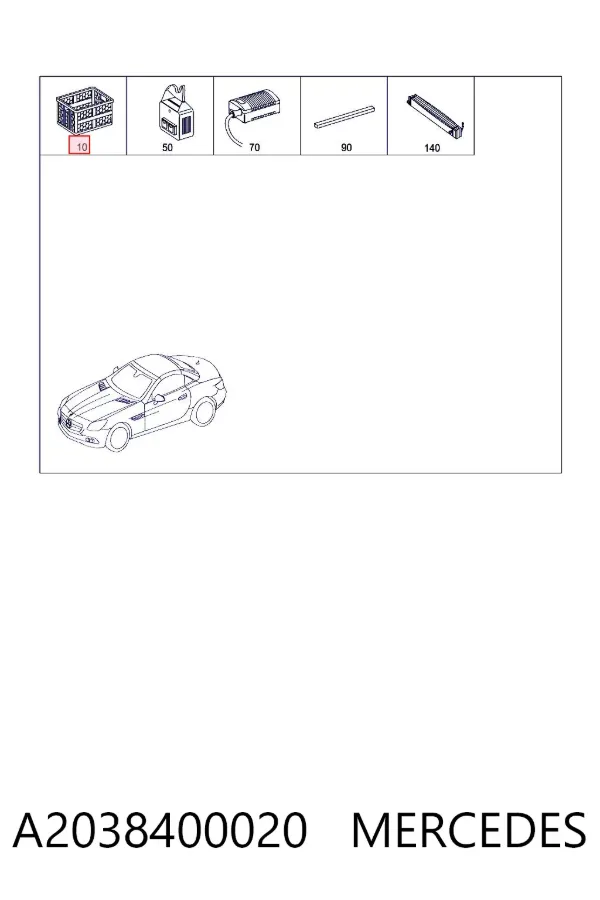 Compartimento (caixa) para o porta-malas A2038400020 Mercedes