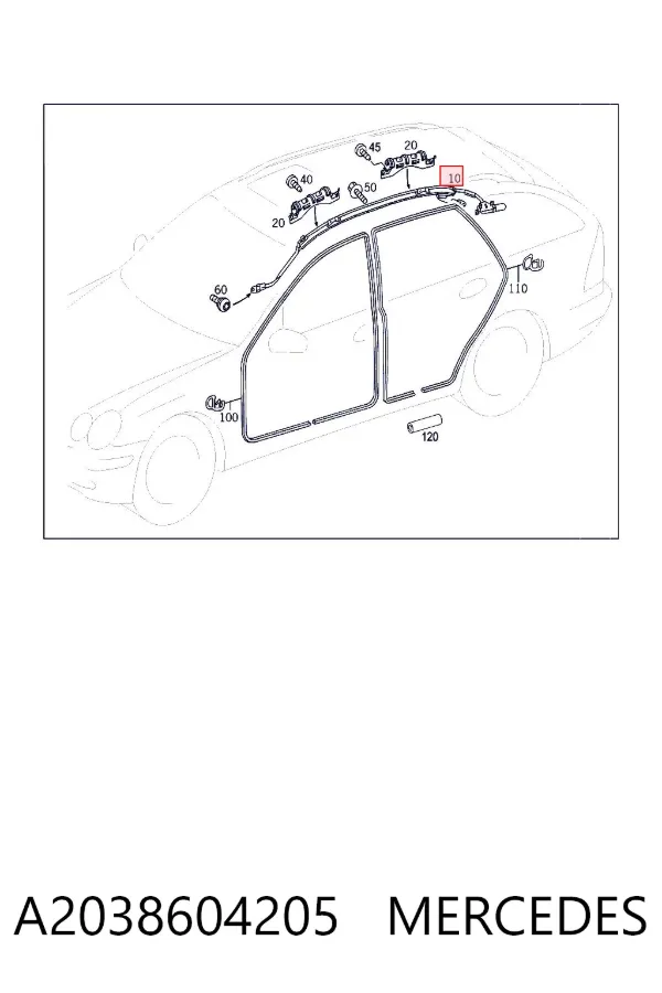 Cinto de segurança (AIRBAG) de estore lateral direito A2038604205 Mercedes