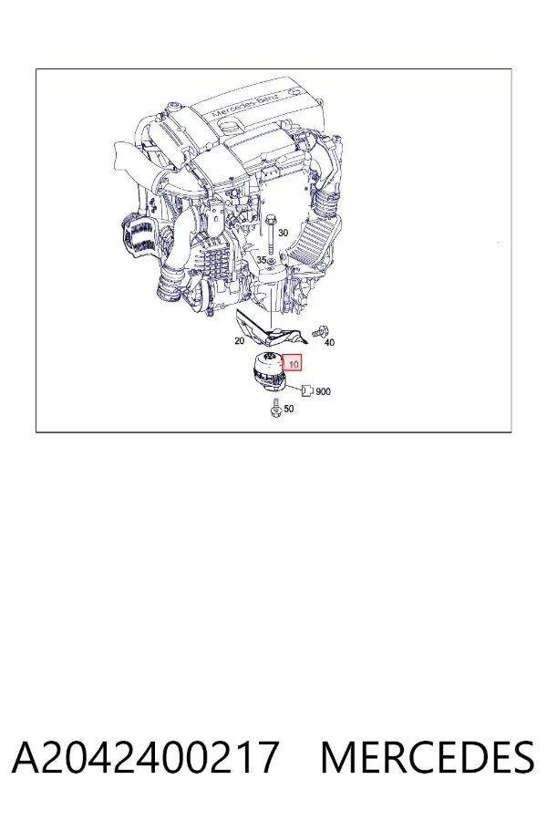 Coxim (suporte) esquerdo de motor A2042400217 Mercedes