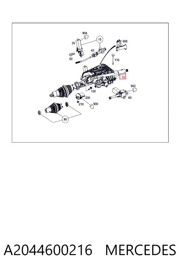 Coluna da direção A2044600216 Mercedes