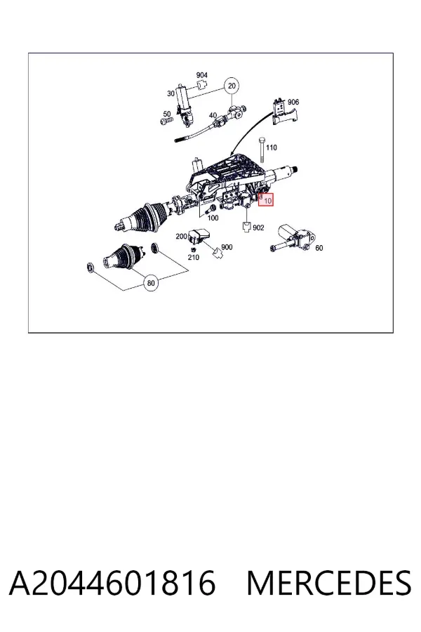 Coluna da direção A2044601816 Mercedes
