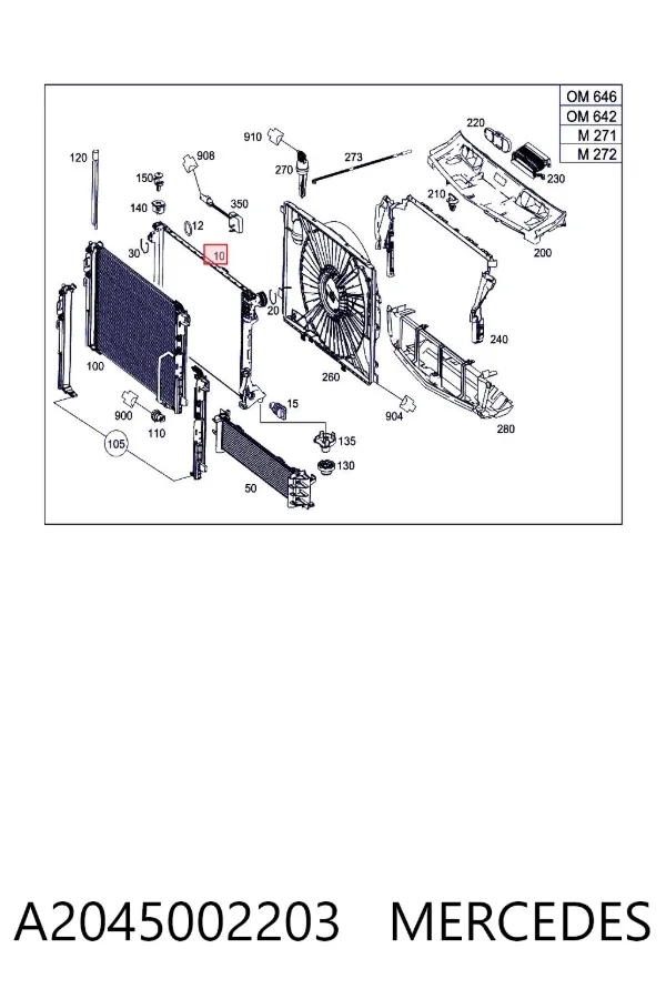 Radiador de esfriamento de motor A2045002203 Mercedes