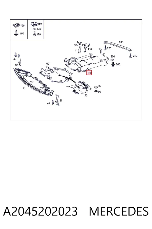 Proteção de motor traseiro A2045202023 Mercedes