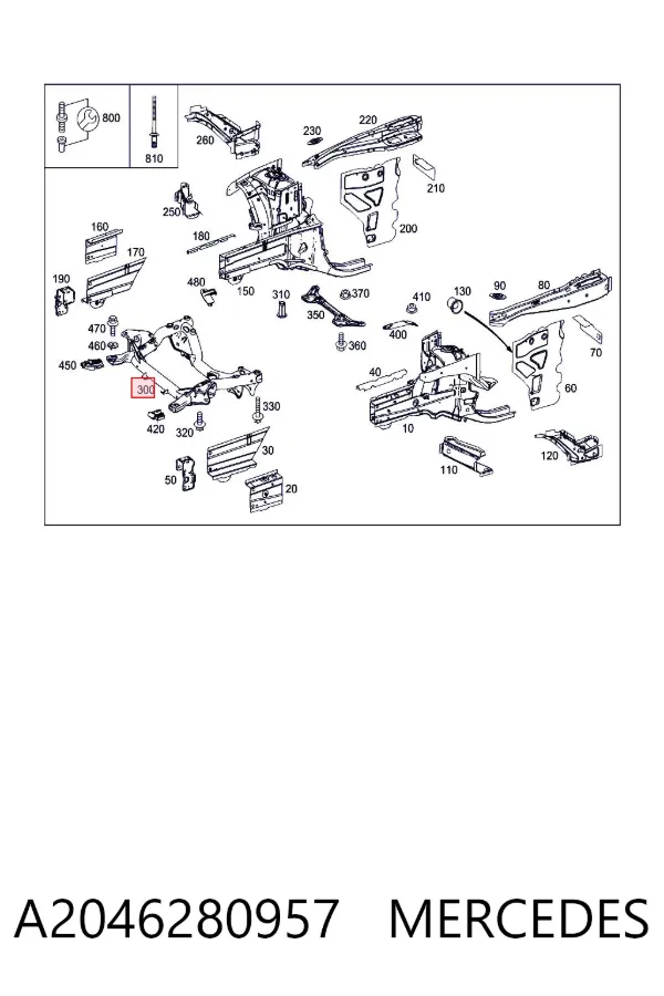 Viga de suspensão dianteira (plataforma veicular) A2046280957 Mercedes
