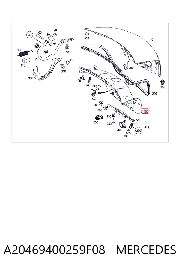 Revestimento (cobrimento) de tampa de porta-malas (de 3ª/5ª porta traseira) A20469400259F08 Mercedes