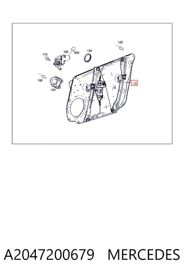 Mecanismo de acionamento de vidro da porta dianteira direita A2047200679 Mercedes