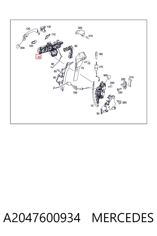 Suporte de maçaneta externa da porta dianteira esquerda A2047600934 Mercedes