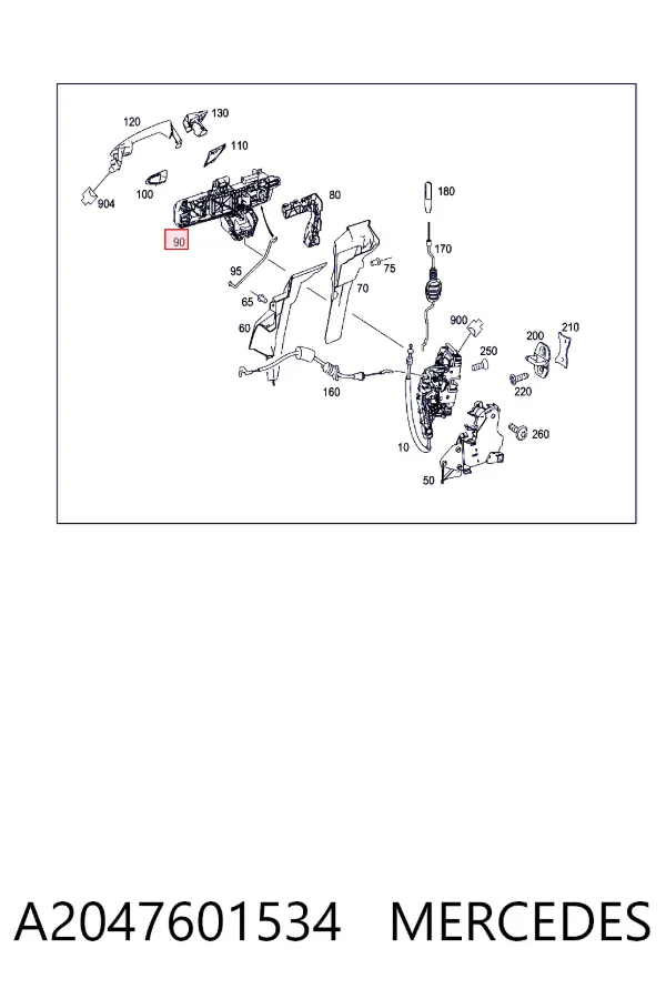 Suporte de maçaneta externa da porta dianteira esquerda A2047601534 Mercedes
