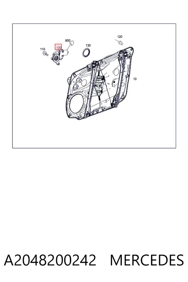 Motor de acionamento de vidro da porta dianteira direita A2048200242 Mercedes