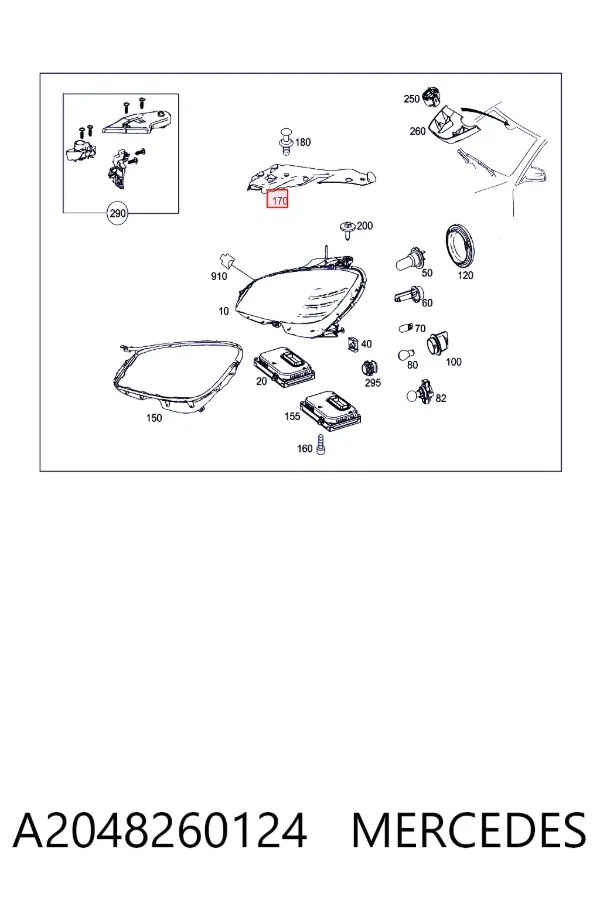 Tampa da luz esquerda A2048260124 Mercedes