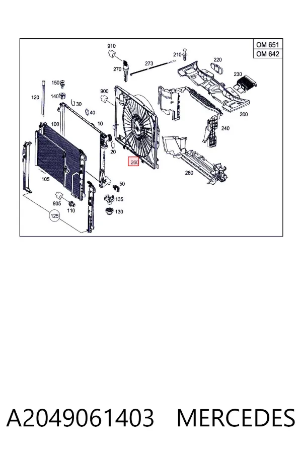 Ventilador elétrico de esfriamento montado (motor + roda de aletas) Mercedes E W212