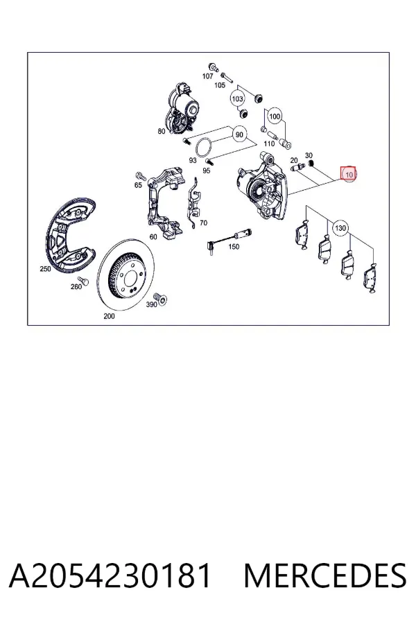 Suporte do freio traseiro esquerdo A2054230181 Mercedes