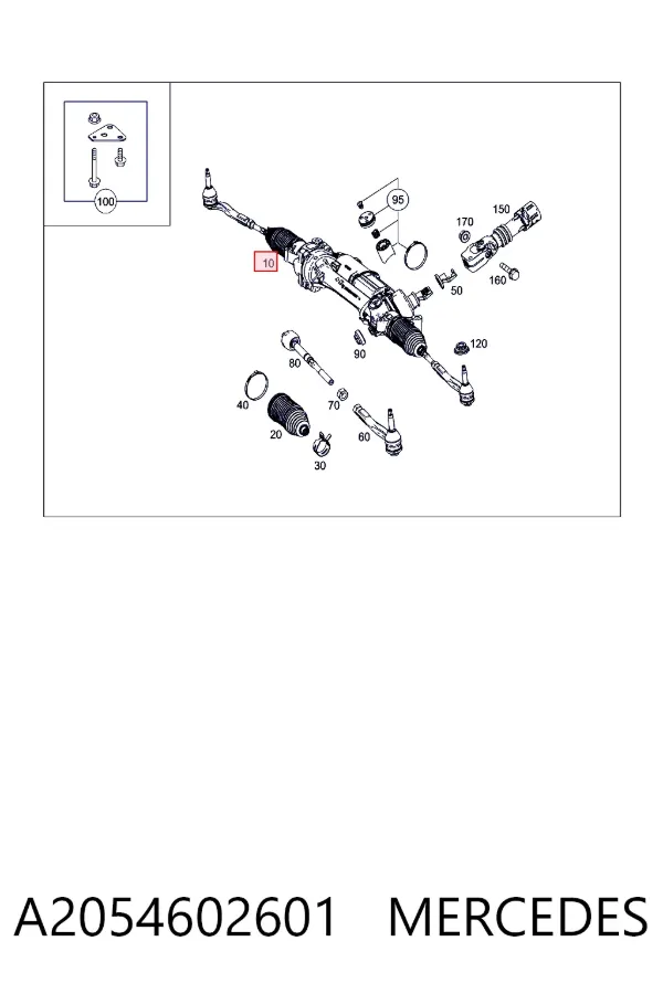 Cremalheira da direção A2054602601 Mercedes