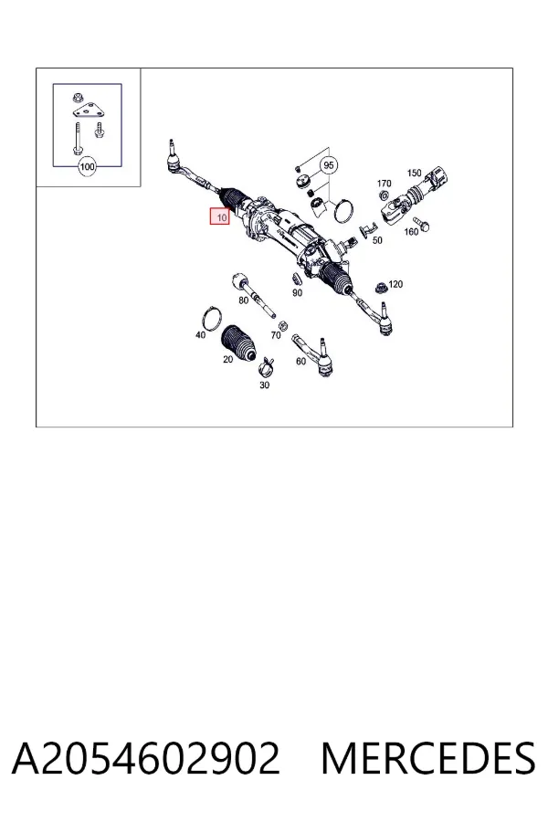 Cremalheira da direção A2054602902 Mercedes