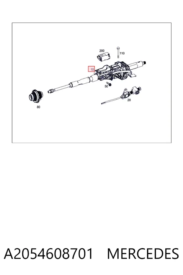 Coluna da direção A2054608701 Mercedes