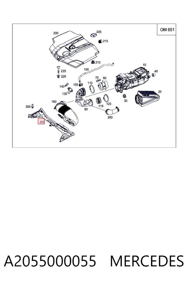 Tomada de ar de filtro de ar A2055000055 Mercedes