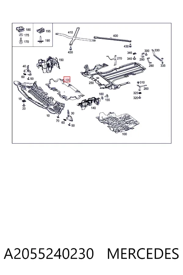 Proteção de motor, de panela (da seção de motor) A2055240230 Mercedes