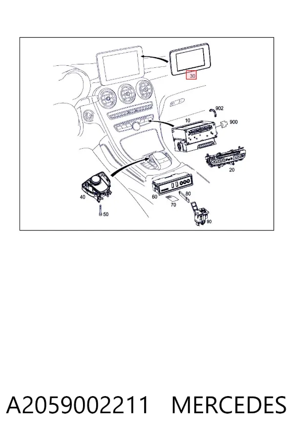 Mostrador multifuncional A2059002211 Mercedes
