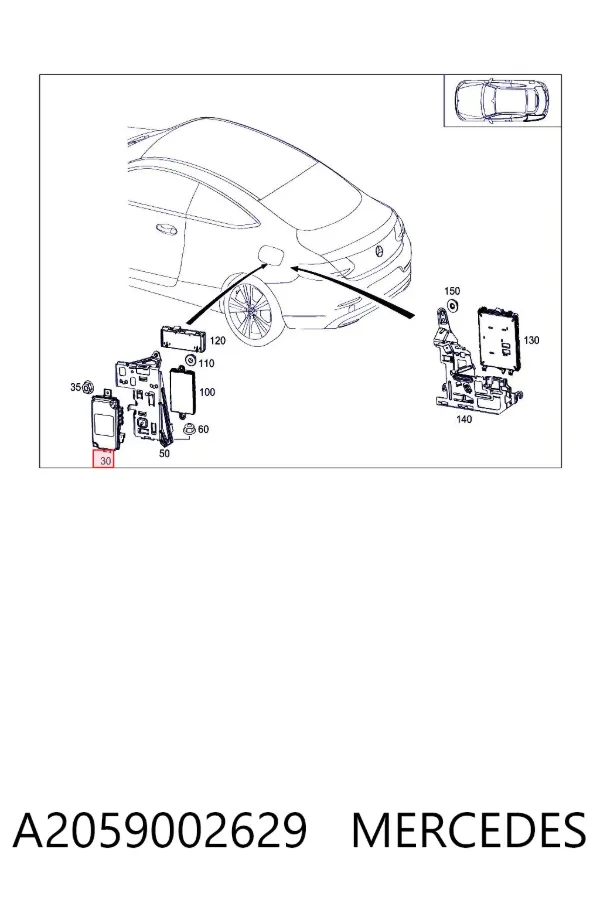 Módulo de direção da câmara A2059002629 Mercedes