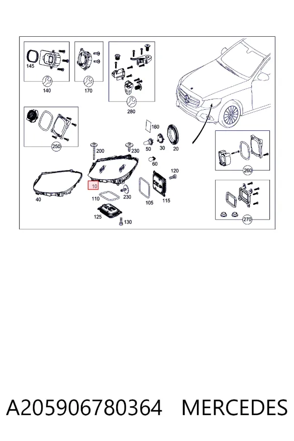 Luz direita A205906780364 Mercedes