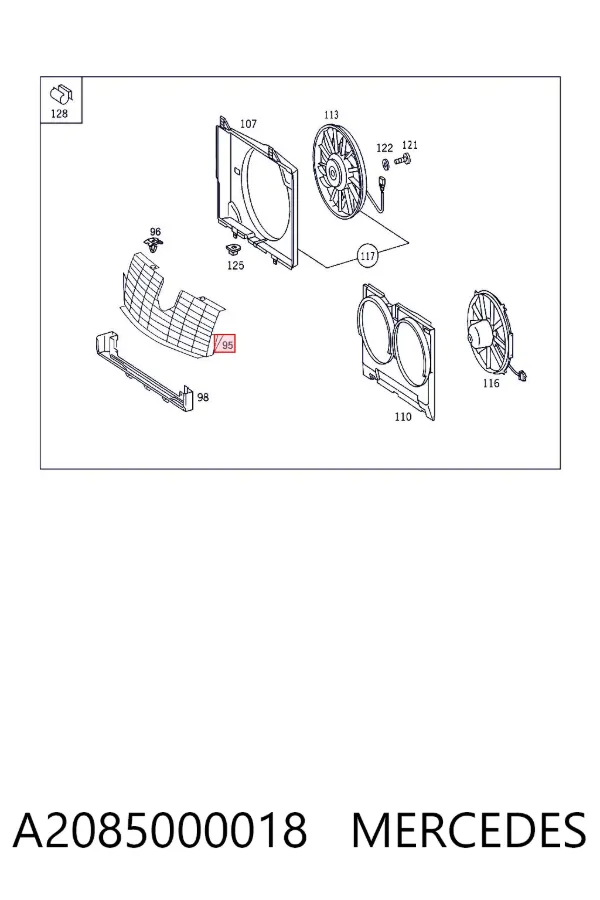 Grelha de proteção do radiador de aparelho de ar condicionado A2085000018 Mercedes