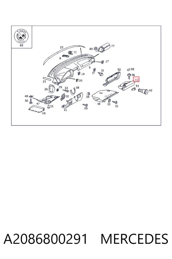 Caixa para porta-luvas (porta-luvas) Mercedes CLK C208