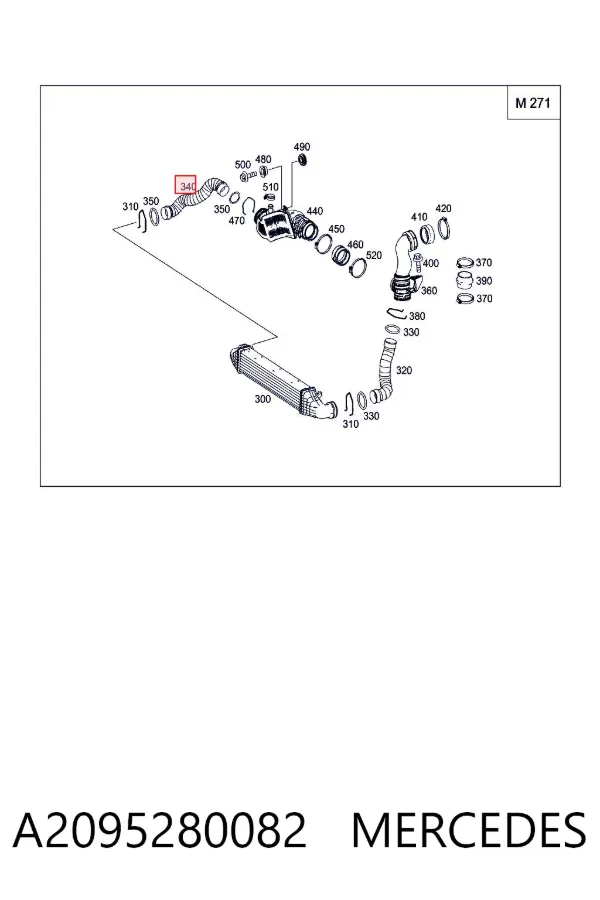 Mangueira (cano derivado) de intercooler A2095280082 Mercedes