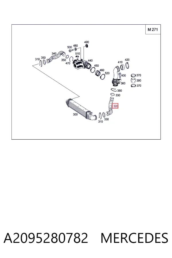 Mangueira (cano derivado) de intercooler A2095280782 Mercedes