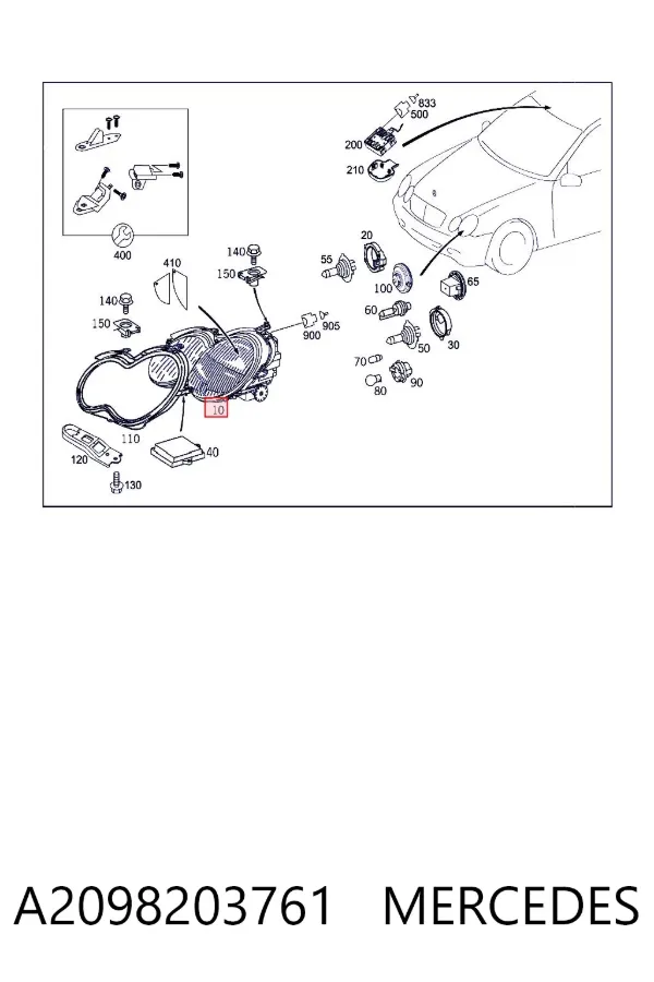 Luz esquerda A2098203761 Mercedes