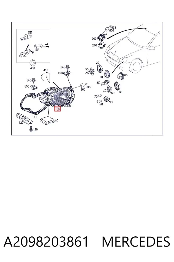 Luz direita A2098203861 Mercedes