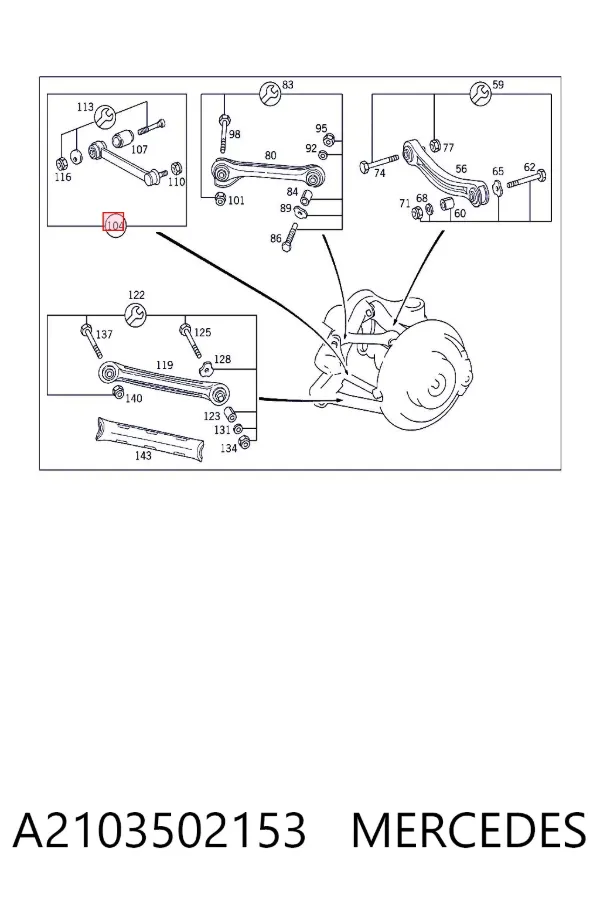Barra transversal de suspensão traseira A2103502153 Mercedes
