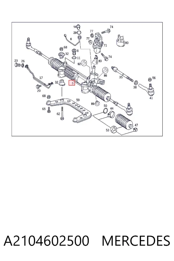 Cremalheira da direção A2104602500 Mercedes