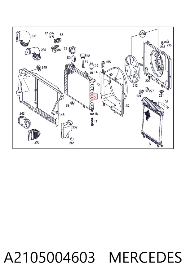 Radiador de esfriamento de motor A2105004603 Mercedes