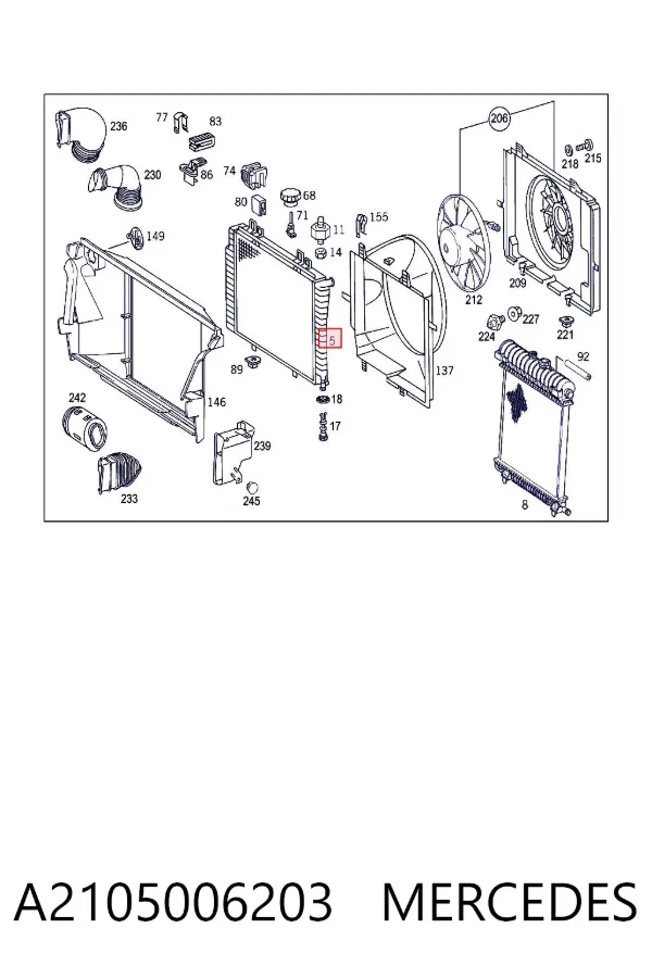 Radiador de esfriamento de motor A2105006203 Mercedes