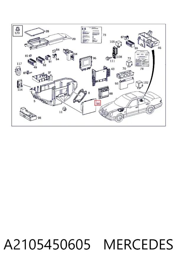 Regulador de revoluções de ventilador de esfriamento (unidade de controlo) A2105450605 Mercedes