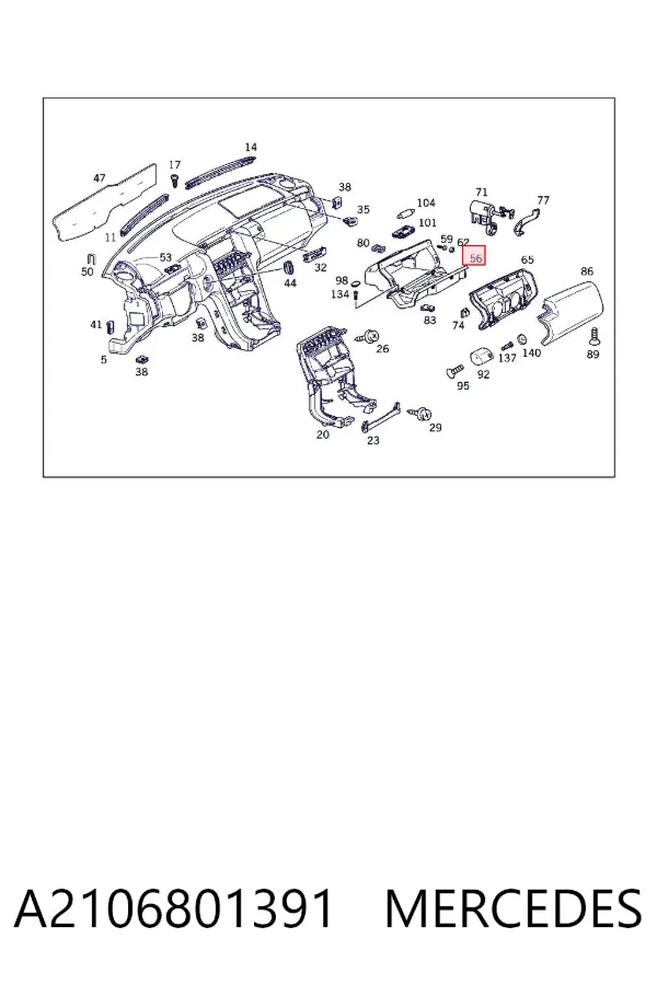 Caixa para porta-luvas (porta-luvas) A2106801391 Mercedes