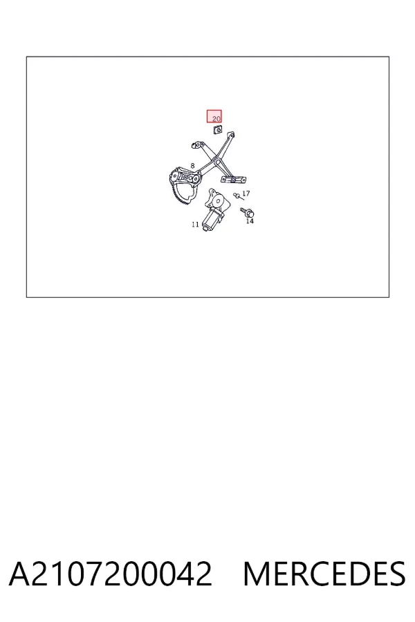 Kit de reparação do mecanismo de acionamento de vidro da porta dianteira A2107200042 Mercedes