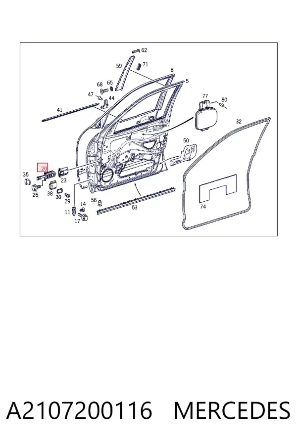 Limitador dianteiro de abertura de porta A2107200116 Mercedes